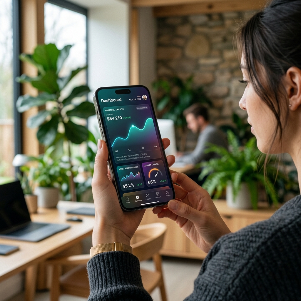 Premium mobile application interface on a modern smartphone